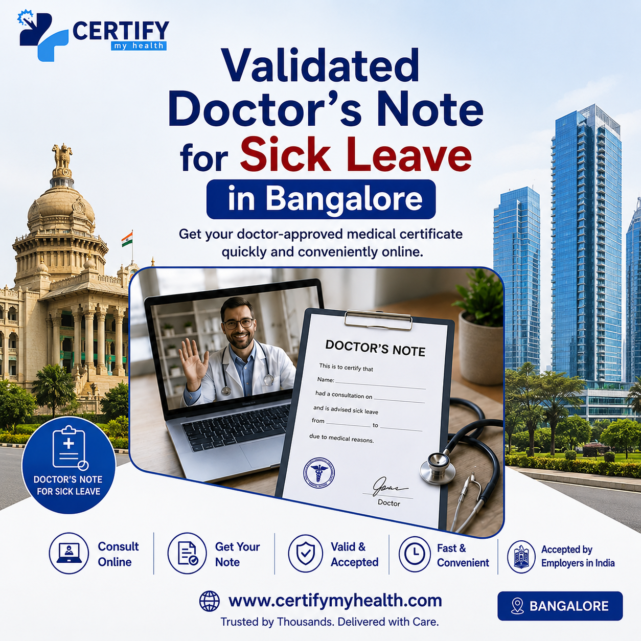 Validated Doctor's Note for Sick Leave in Bangalore